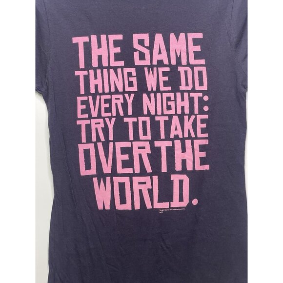 Pinky & The Brain Womens T-Shirt Navy Large Truffle Shuffle Graphic Print - Picture 6 of 7